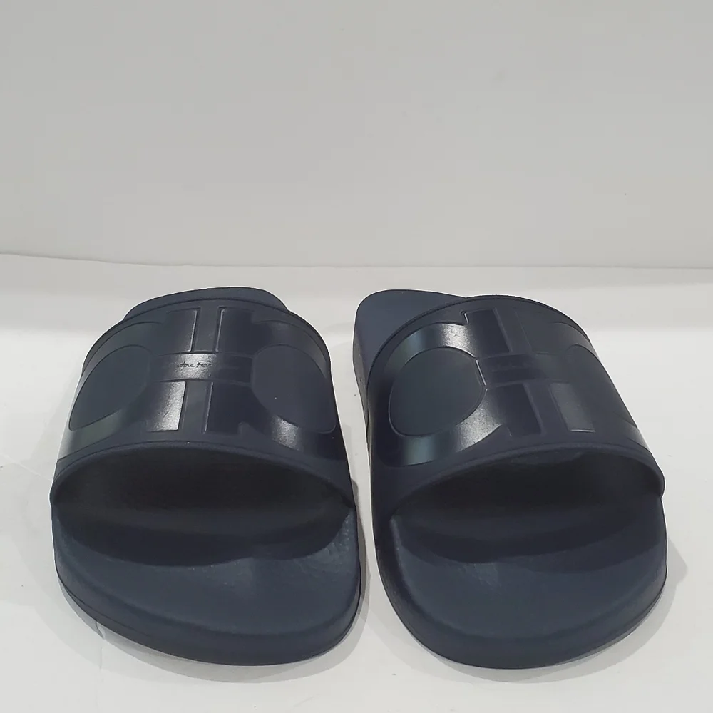 SALVATORE FERRAGAMO Groove 2 Slide mens slide Sandal in navy blue size 8m shoes